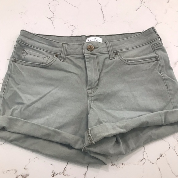 Green Denim Shorts - Picture 1 of 3